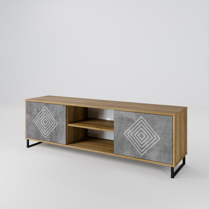 POLYGONAL ARTISTRY 2-dörrars TV-bänk i ekeffekt