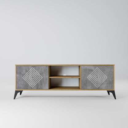POLYGONAL ARTISTRY 2-dörrars TV-bänk i ekeffekt