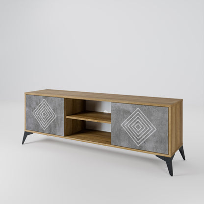 POLYGONAL ARTISTRY 2-dörrars TV-bänk i ekeffekt