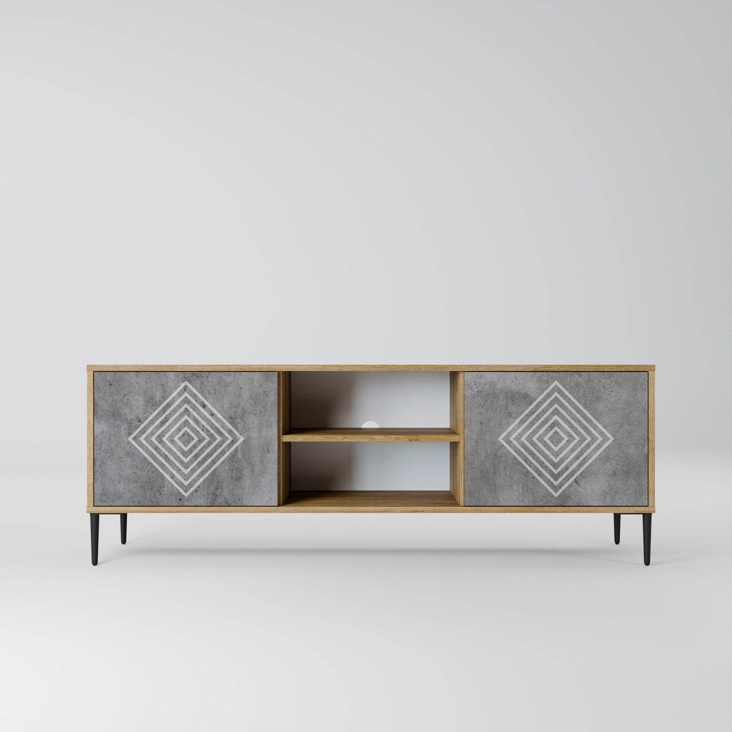 POLYGONAL ARTISTRY 2-dörrars TV-bänk i ekeffekt