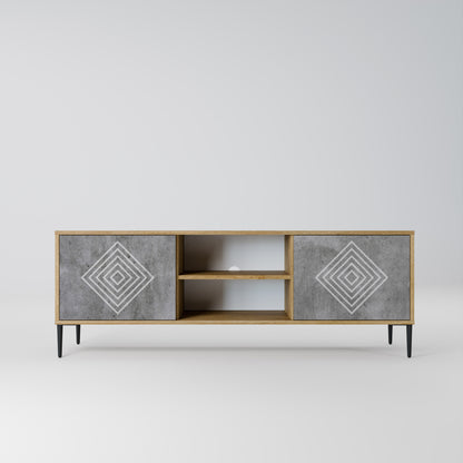 POLYGONAL ARTISTRY 2-dörrars TV-bänk i ekeffekt