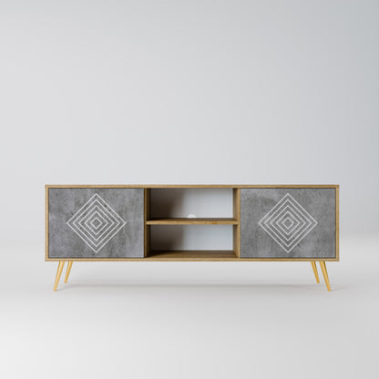 POLYGONAL ARTISTRY 2-dörrars TV-bänk i ekeffekt