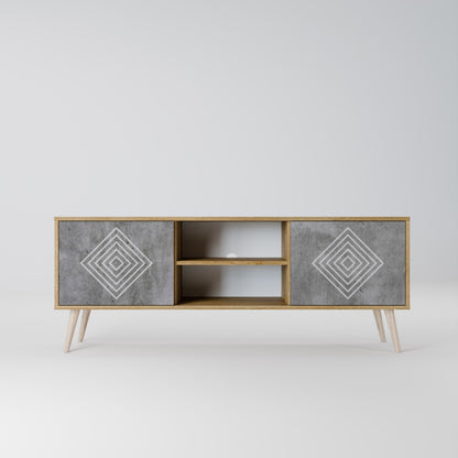POLYGONAL ARTISTRY 2-dörrars TV-bänk i ekeffekt
