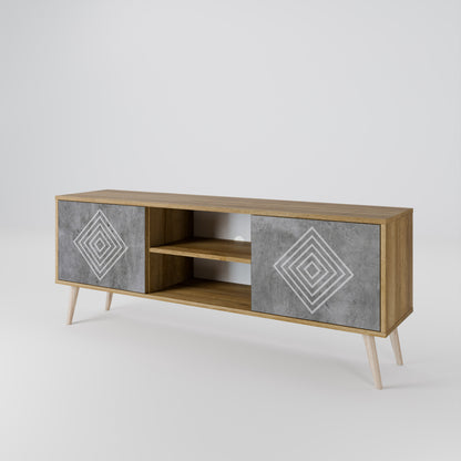 POLYGONAL ARTISTRY 2-dörrars TV-bänk i ekeffekt