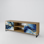 INKY MARBLE 2-Door TV Stand in Oak Effect