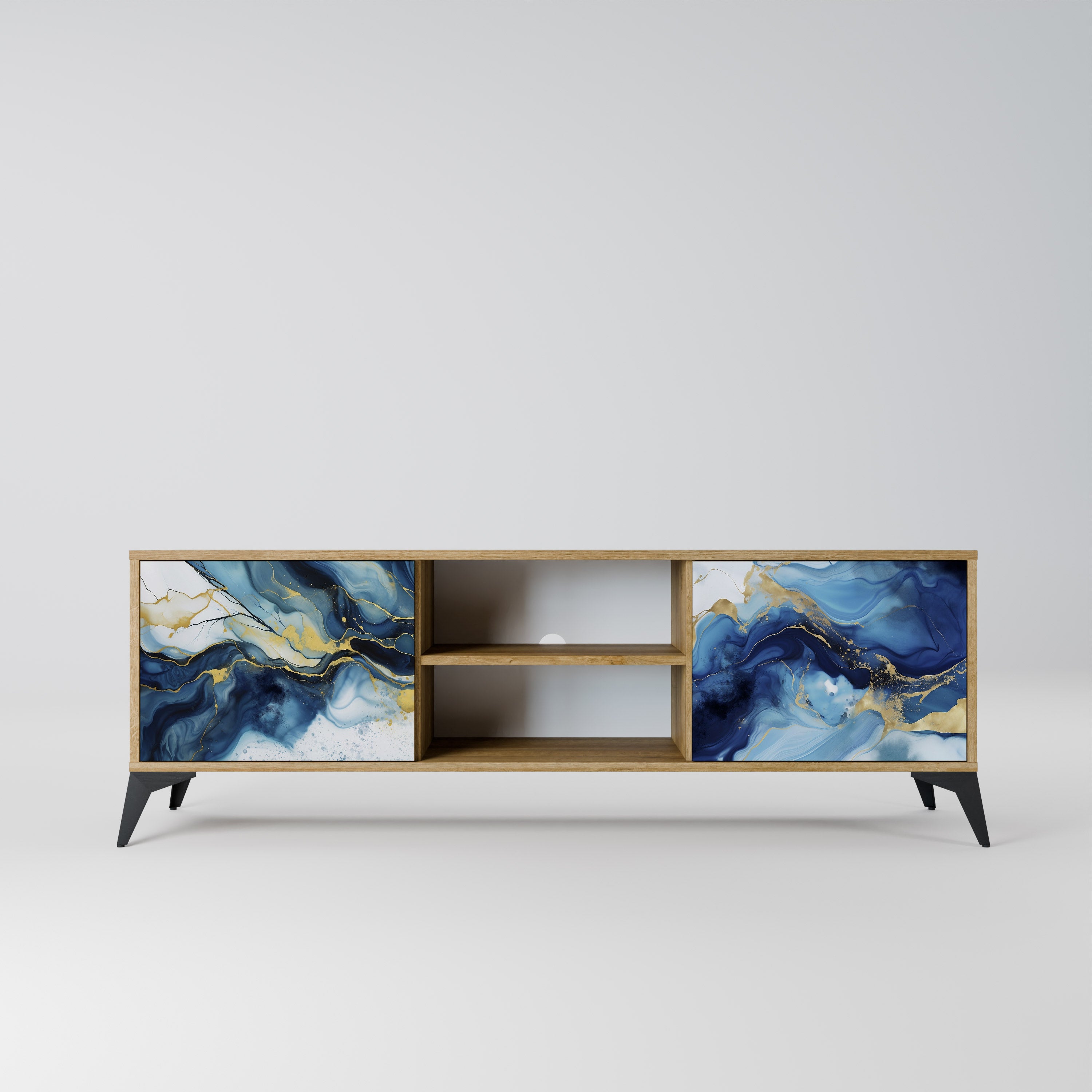 INKY MARBLE 2-dörrars TV-bänk i ekeffekt