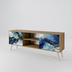 INKY MARBLE 2-Door TV Stand in Oak Effect