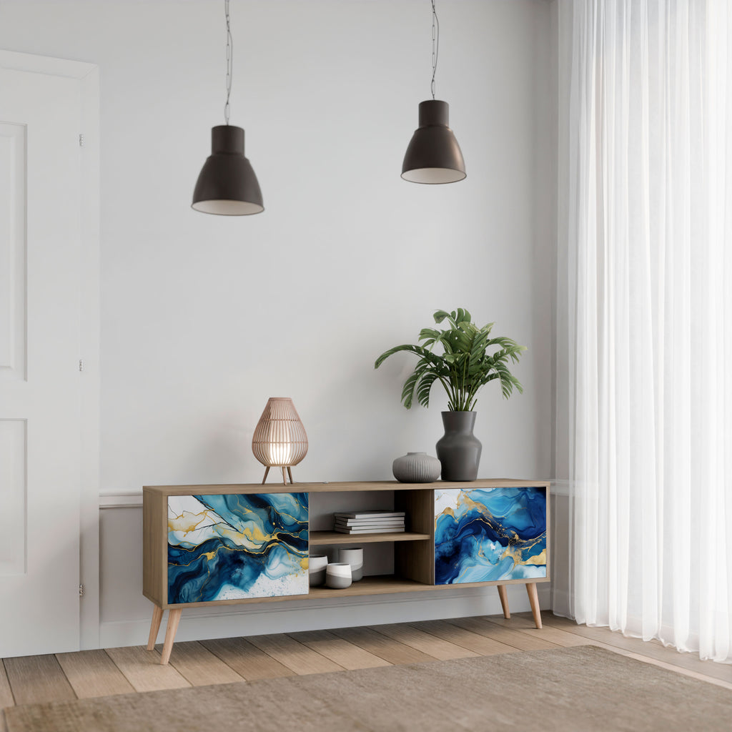 INKY MARBLE 2-dörrars TV-bänk i ekeffekt