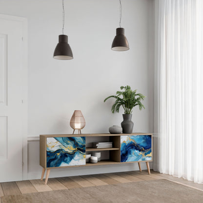 INKY MARBLE 2-dörrars TV-bänk i ekeffekt