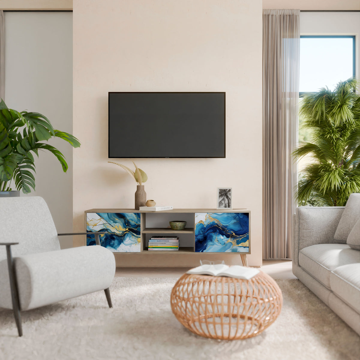INKY MARBLE 2-Door TV Cabinet