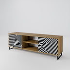 ILLUSIONARY LATTICE 2-Door TV Stand in Oak Effect