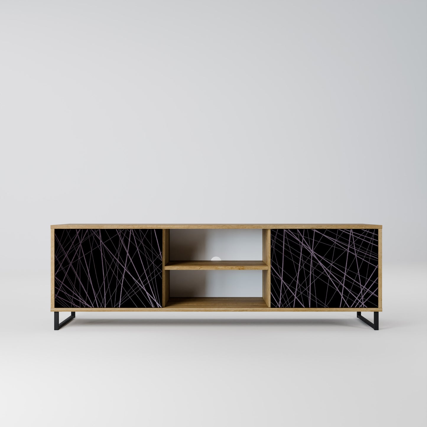 SHIMMER SPIDERGRAM 2-Door TV Stand in Oak Effect