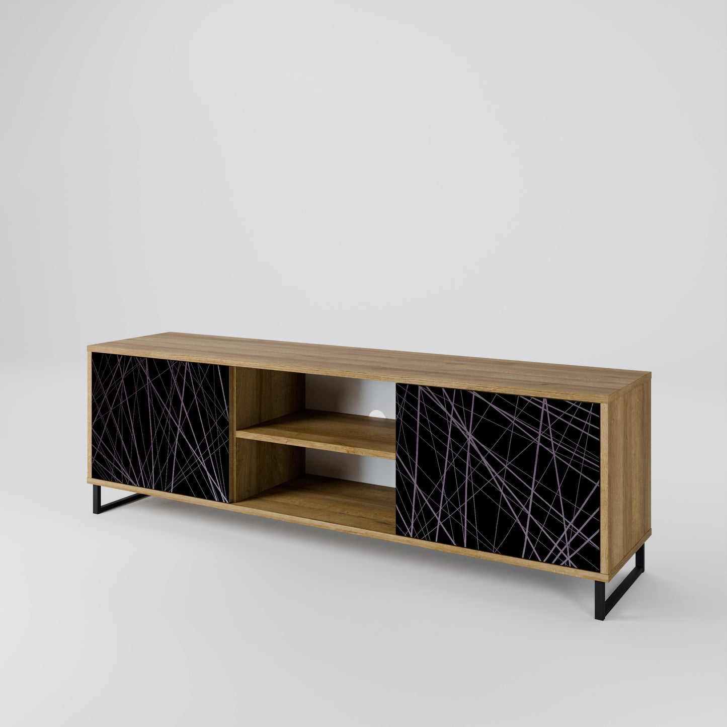 SHIMMER SPIDERGRAM 2-Door TV Stand in Oak Effect