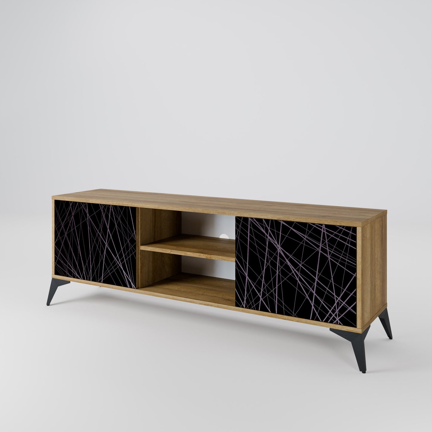 SHIMMER SPIDERGRAM 2-Door TV Stand in Oak Effect