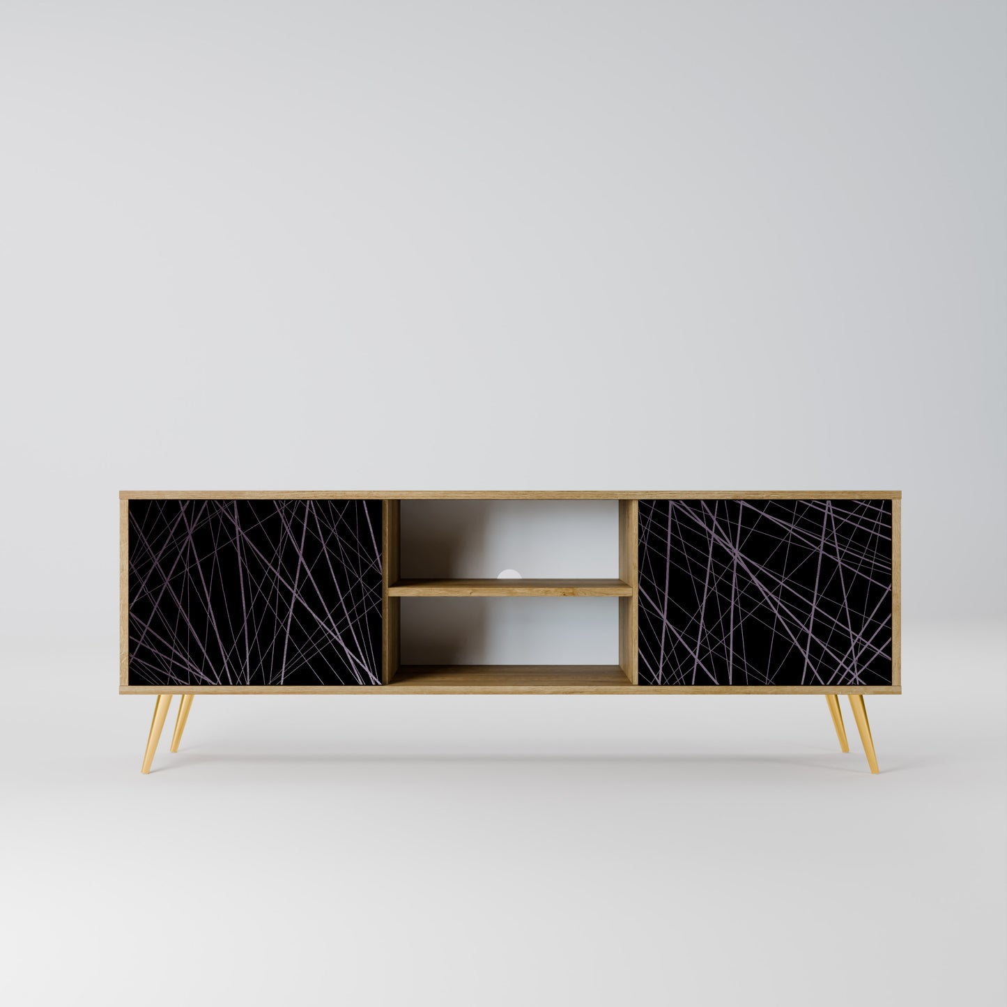 SHIMMER SPIDERGRAM 2-Door TV Stand in Oak Effect