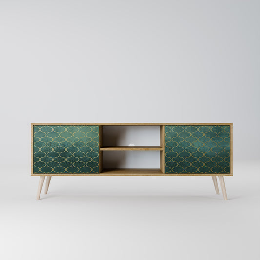 TESSELATED GREENERY 2-Door TV Stand in Oak Effect