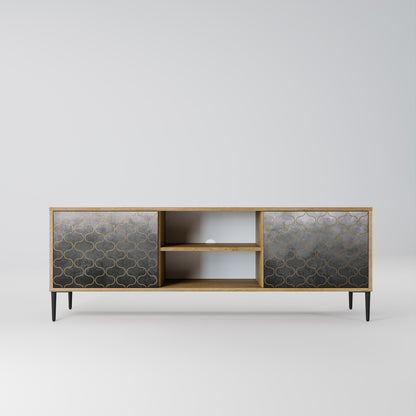 TESSELATED GRAYISH 2-Door TV Stand in Oak Effect