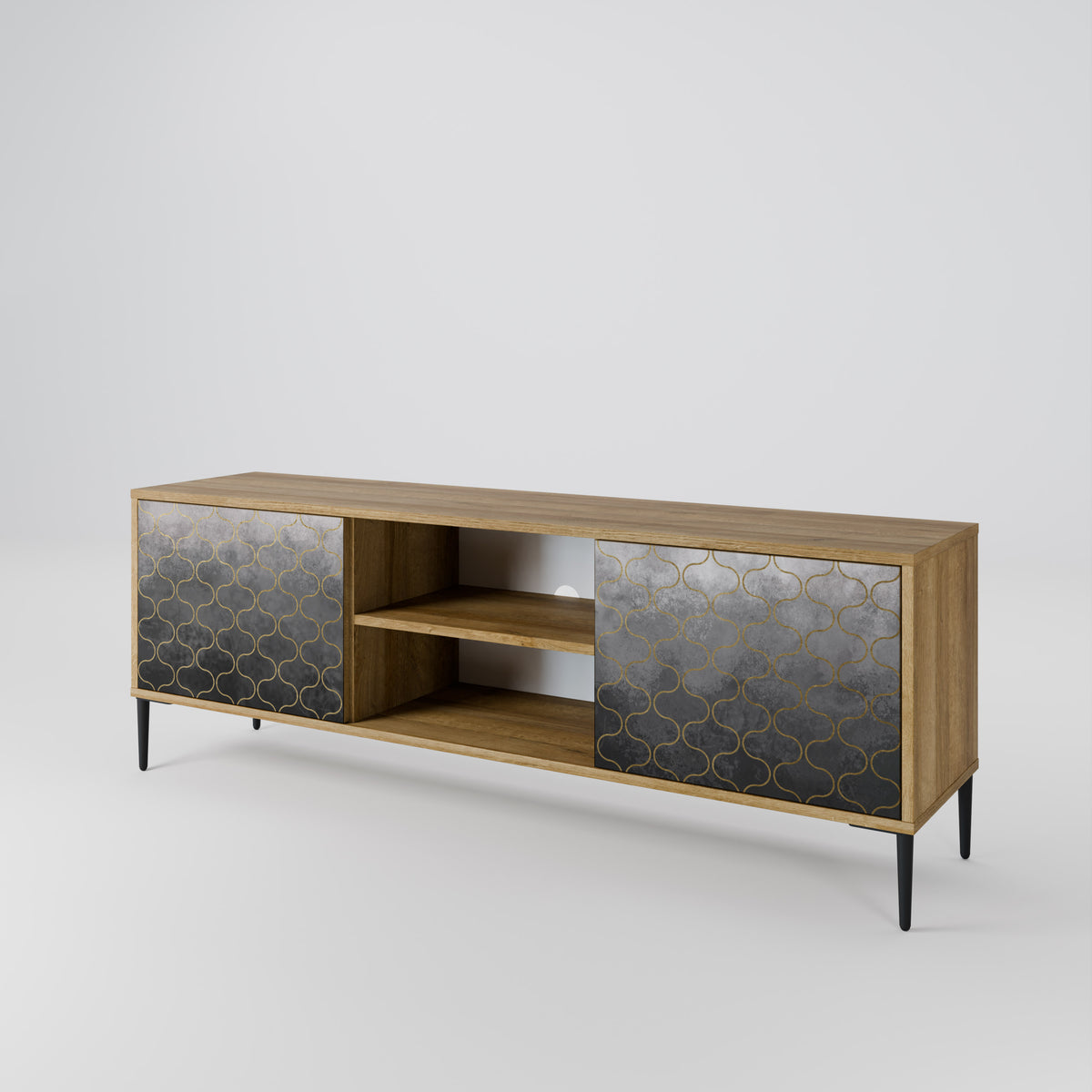 TESSELATED GRAYISH TV-bänk med två dörrar