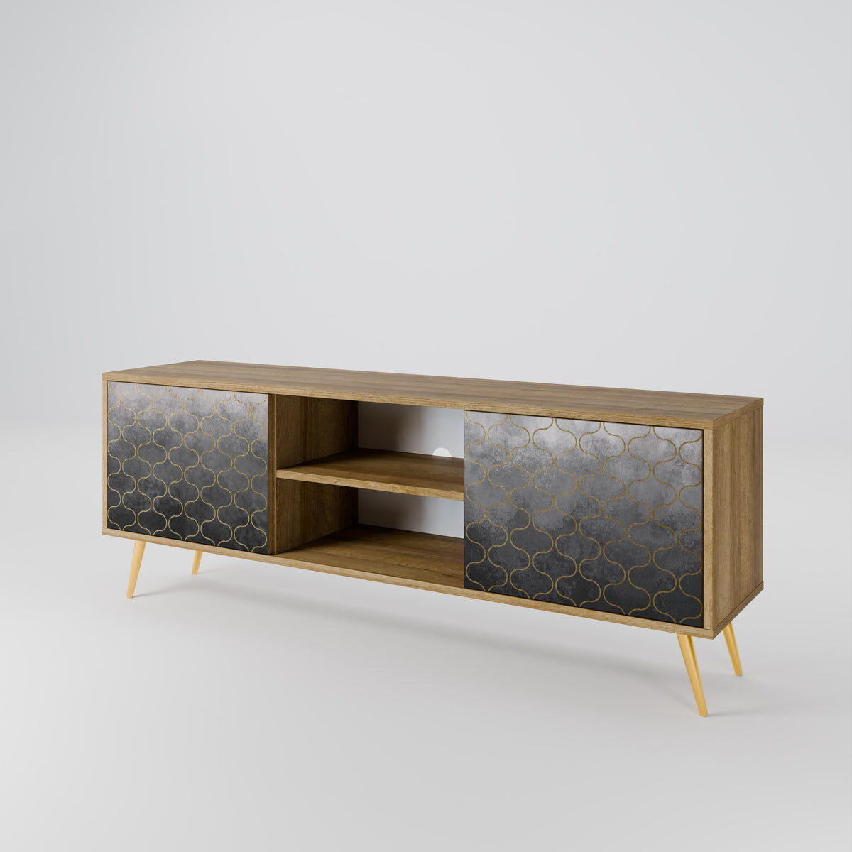 TESSELATED GRAYISH TV-bänk med två dörrar