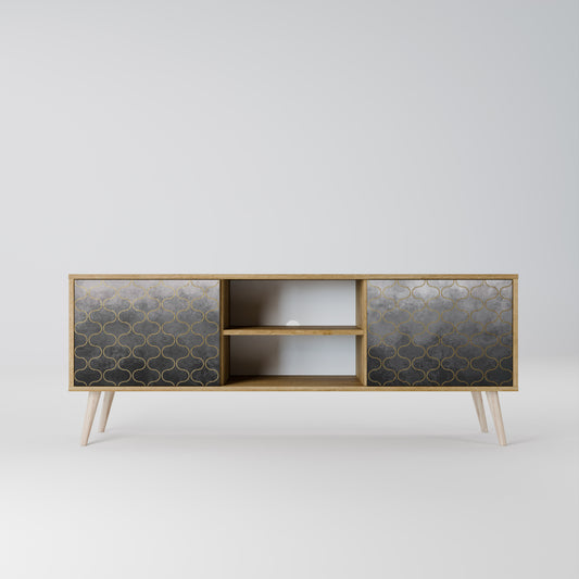 TESSELATED GRAYISH 2-Door TV Stand in Oak Effect