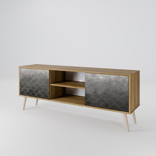 TESSELATED GRAYISH TV-bänk med två dörrar