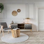 TESSELATED GRAYISH TV-bänk med två dörrar