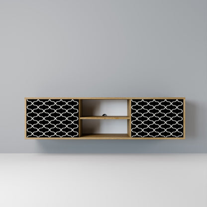 TESSELATED BLACKNESS 2-Door TV Stand in Oak Effect