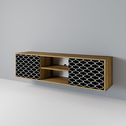 TESSELATED BLACKNESS 2-Door TV Stand in Oak Effect