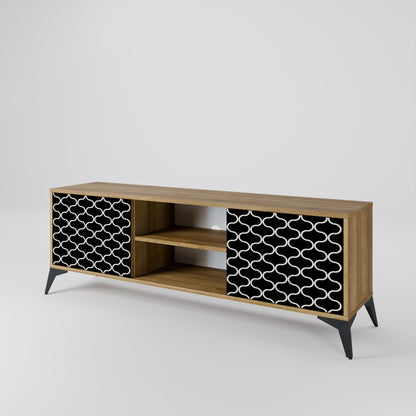 TESSELATED BLACKNESS 2-Door TV Stand in Oak Effect