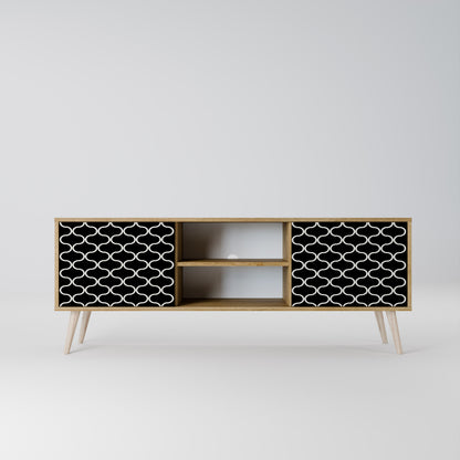 TESSELATED BLACKNESS 2-Door TV Stand in Oak Effect