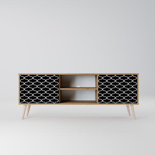 TESSELATED BLACKNESS 2-Door TV Stand in Oak Effect