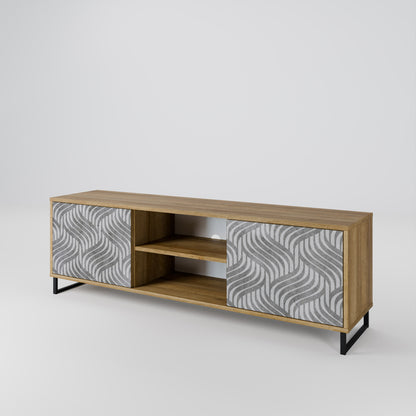 CONCRETE MOVEMENT 2-Door TV Stand in Oak Effect