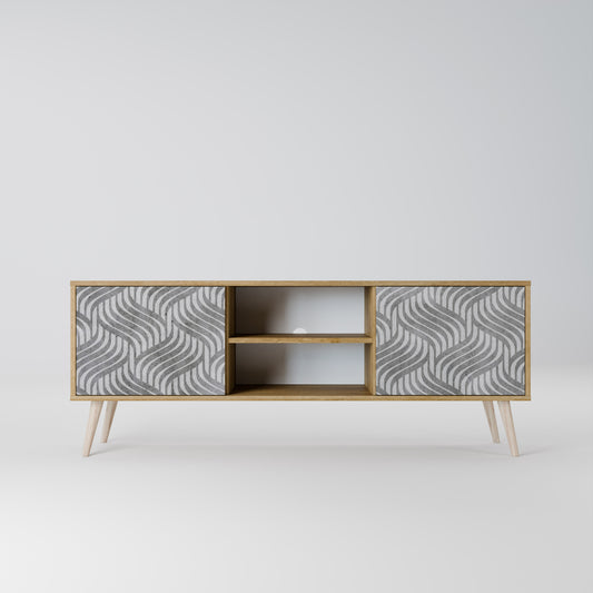 CONCRETE MOVEMENT 2-Door TV Stand in Oak Effect