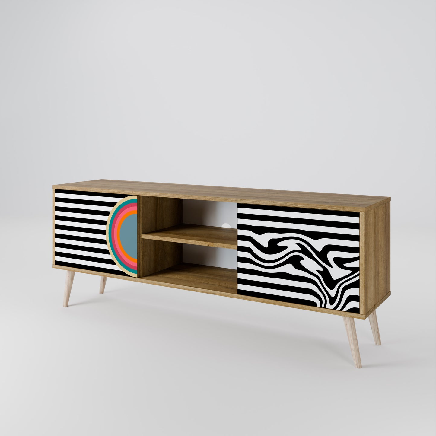 SPECTRA SHOWCASE 2-Door TV Stand in Oak Effect