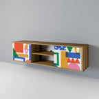 GEOMETRIC GLIMMER 2-Door TV Stand in Oak Effect