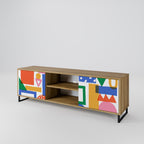 GEOMETRIC GLIMMER 2-Door TV Stand in Oak Effect