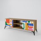 GEOMETRIC GLIMMER 2-Door TV Stand in Oak Effect