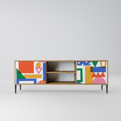 GEOMETRIC GLIMMER 2-Door TV Stand in Oak Effect