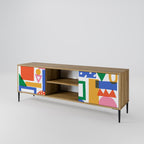 GEOMETRIC GLIMMER 2-Door TV Stand in Oak Effect