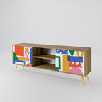 GEOMETRIC GLIMMER 2-Door TV Stand in Oak Effect