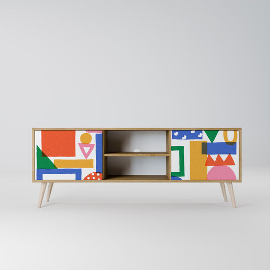 GEOMETRIC GLIMMER 2-Door TV Stand in Oak Effect
