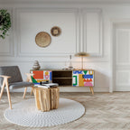 GEOMETRIC GLIMMER 2-Door TV Stand in Oak Effect