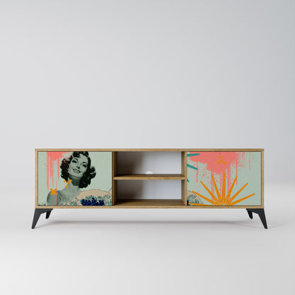 KANAGAWA BEAUTY 2-Door TV Stand in Oak Effect