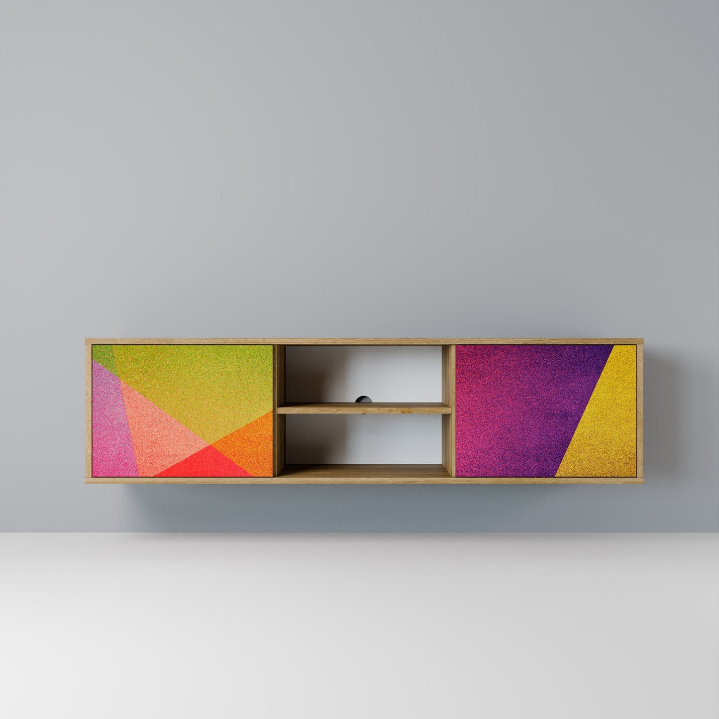 VIVID GEOMETRY 2-dörrars TV-bänk i ekeffekt