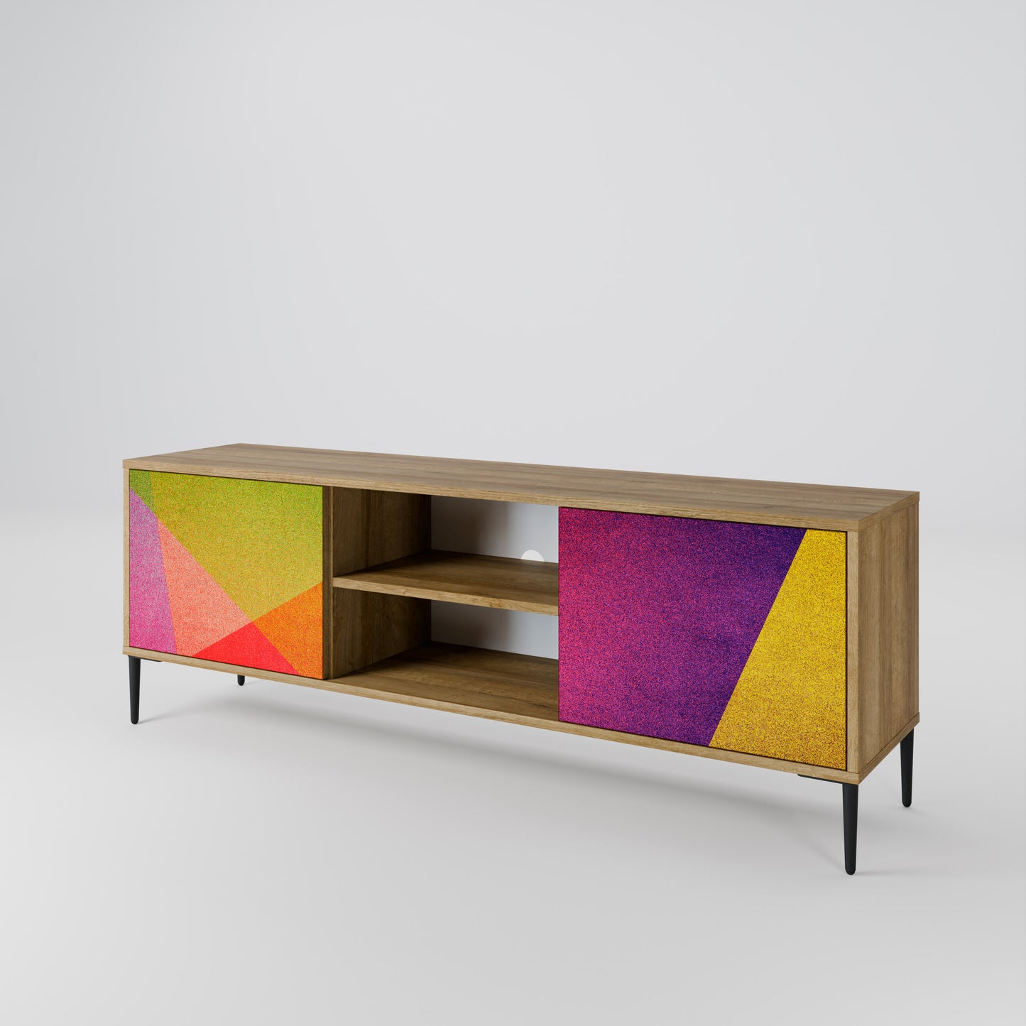 VIVID GEOMETRY 2-dörrars TV-bänk i ekeffekt