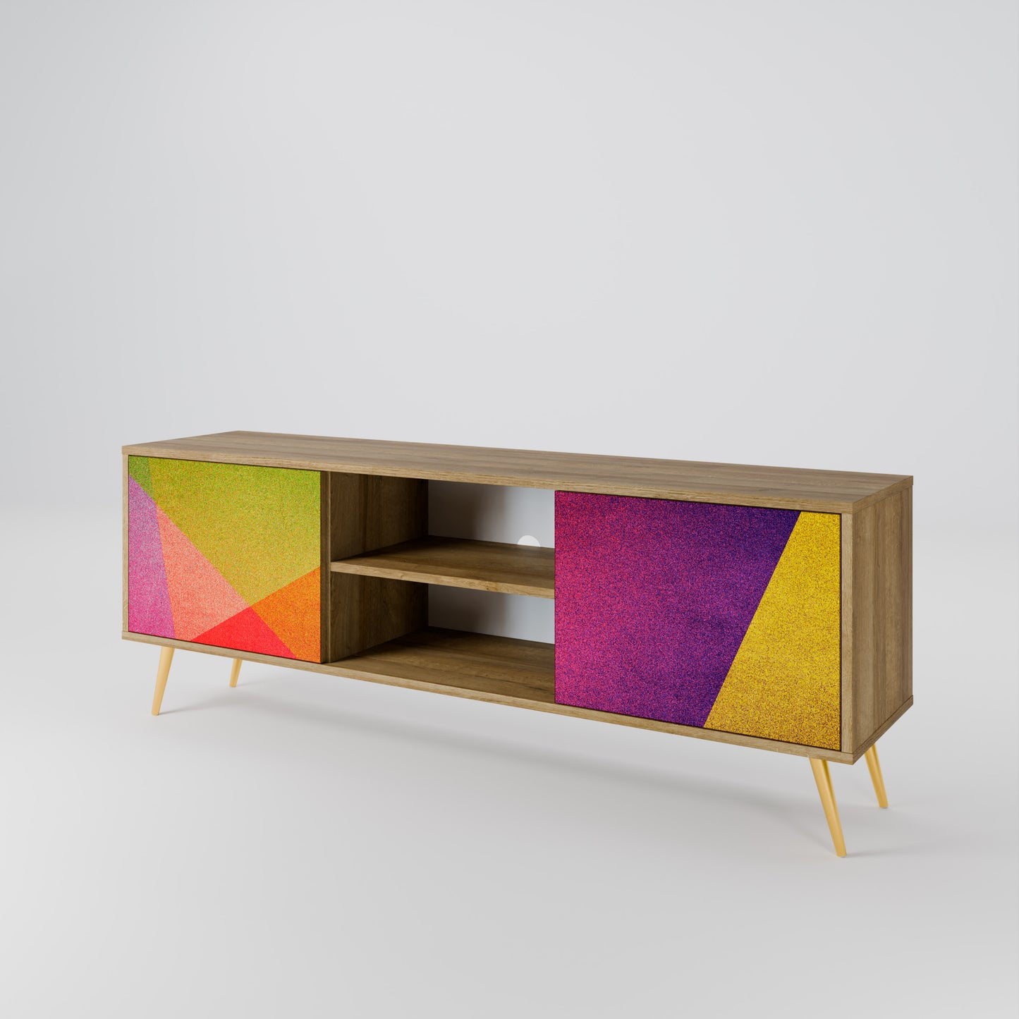 VIVID GEOMETRY 2-dörrars TV-bänk i ekeffekt