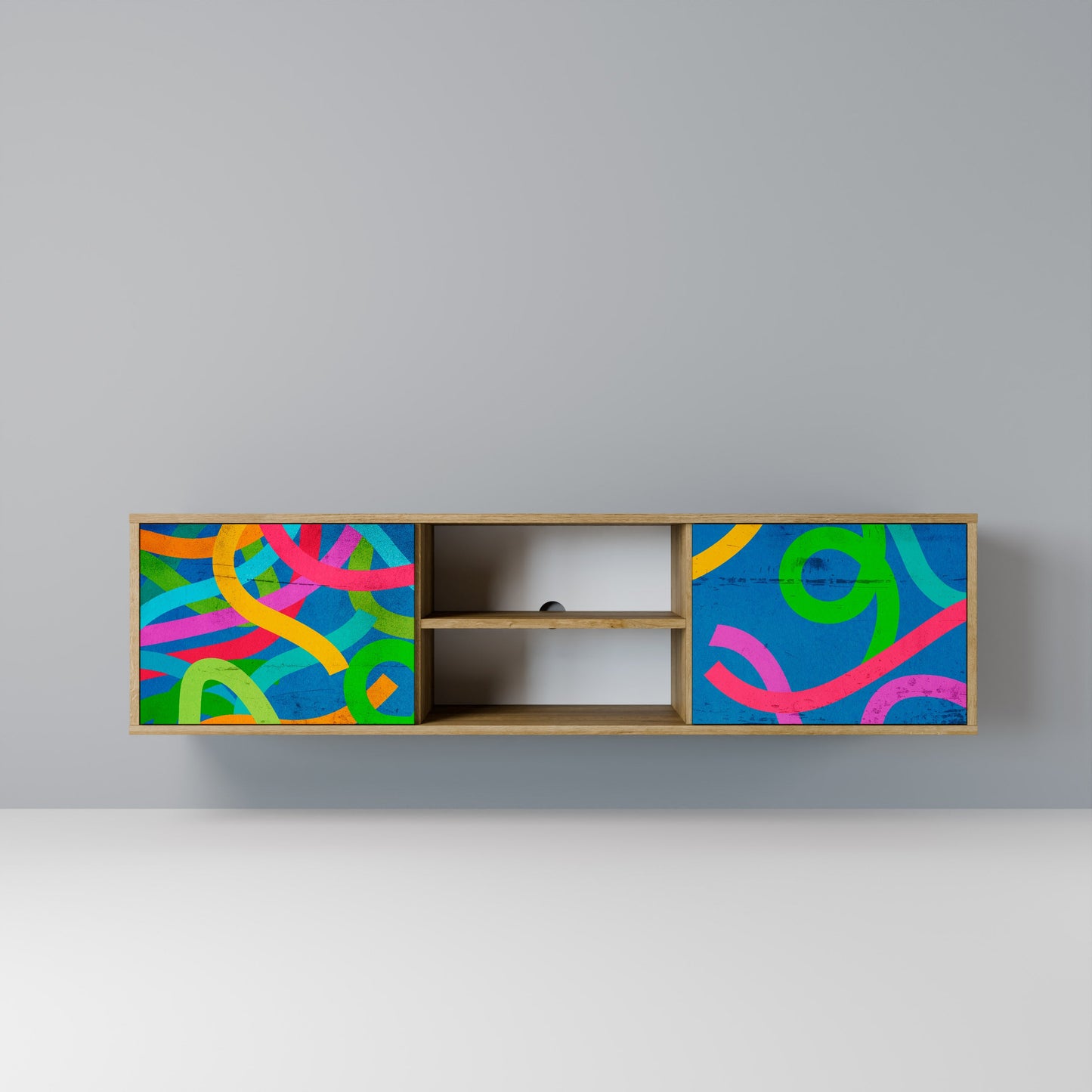STREAMER TANGLE 2-Door TV Stand in Oak Effect