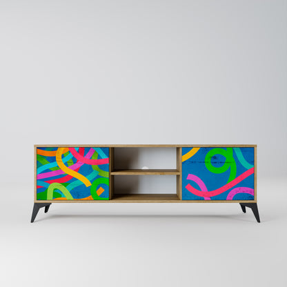 STREAMER TANGLE 2-Door TV Stand in Oak Effect