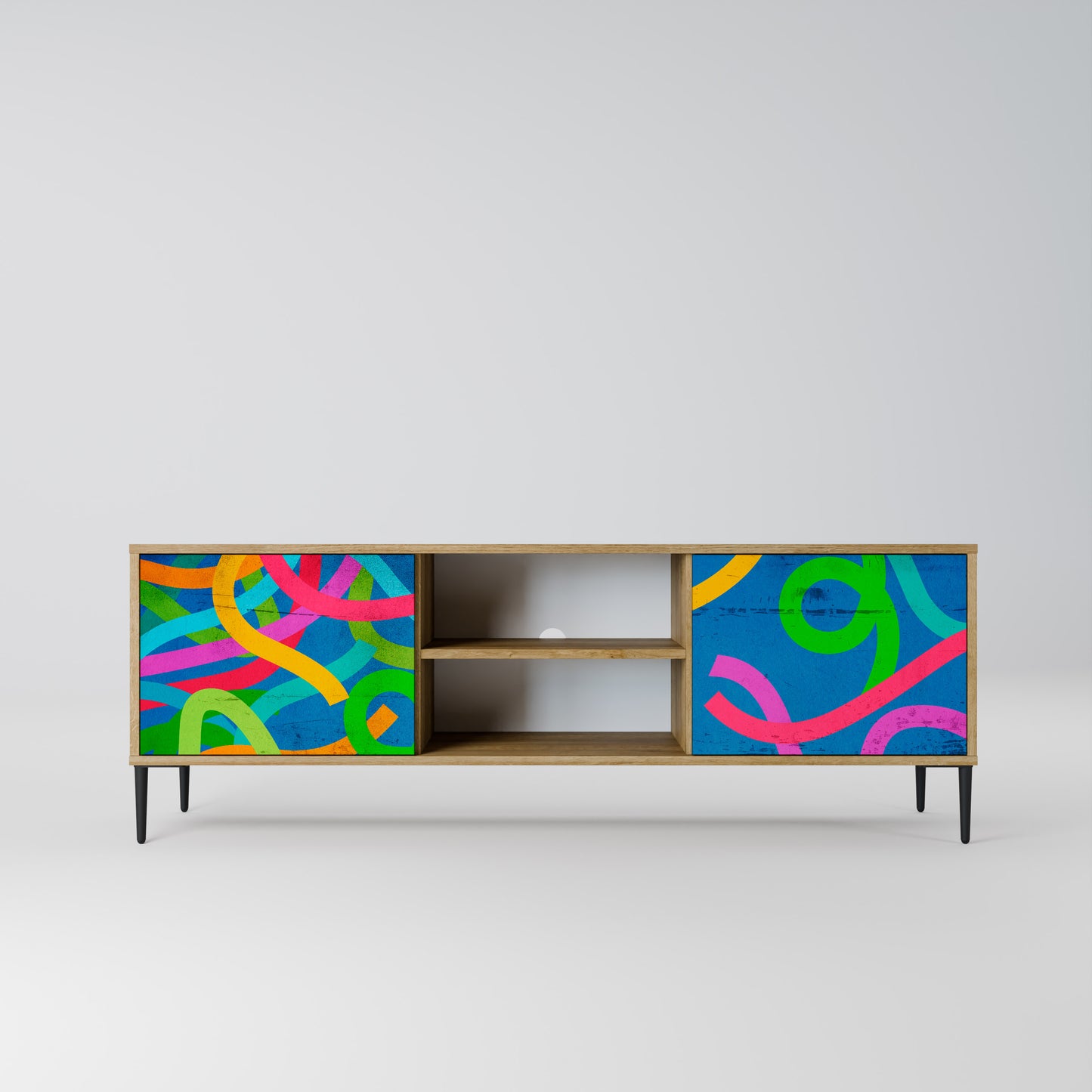 STREAMER TANGLE 2-Door TV Stand in Oak Effect