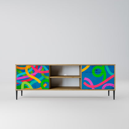 STREAMER TANGLE 2-Door TV Stand in Oak Effect